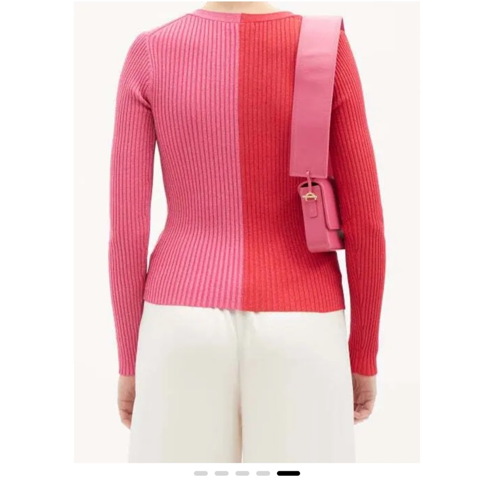 STAUD Pink and Red Ribbed Cardigan - Picture 5 of 5